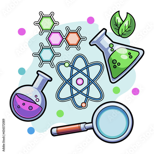 Hand drawn back to school element design for laboratory tools