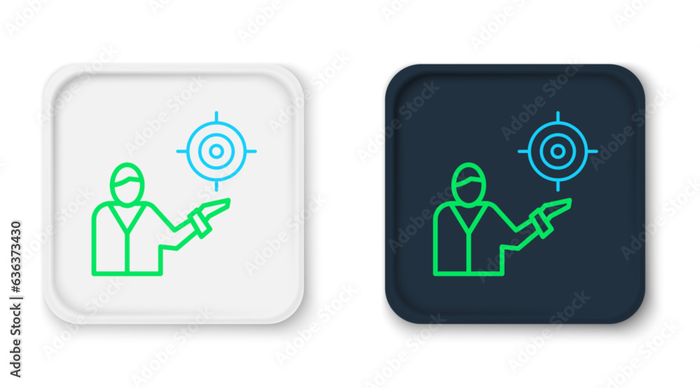 Line Marketing target strategy concept icon isolated on white background. Aim with people sign. Colorful outline concept. Vector Line Marketing target strategy concept icon isolated on white background. Aim with people sign. Colorful outline concept. Vector