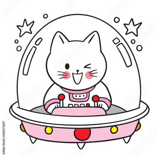 Cartoon cute  funny cat character.