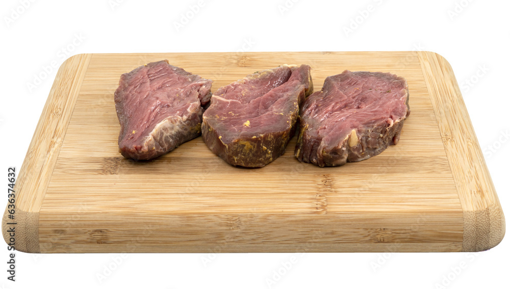 raw beef tenderloin with mustard