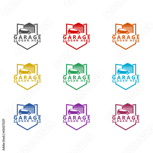 Garage door template icon isolated on white background. Set icons colorful