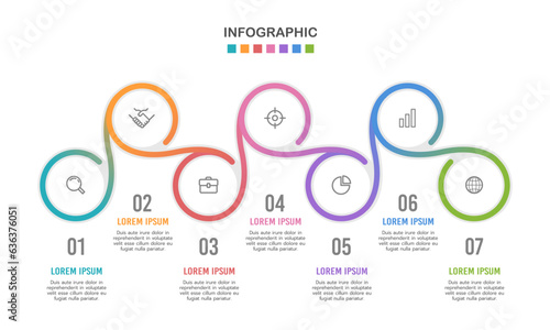 Workflow Infographic 7 steps to success. Vector illustration.