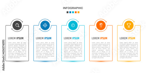 Infographic frame with icons 5 options to success. Vector illustration.