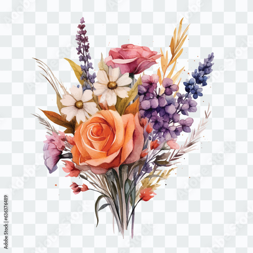 Watercolor floral package collection. Use by fabric, fashion, wedding invitation, template, poster, romance, greeting, spring, bouquet, pattern, decoration and textile.	