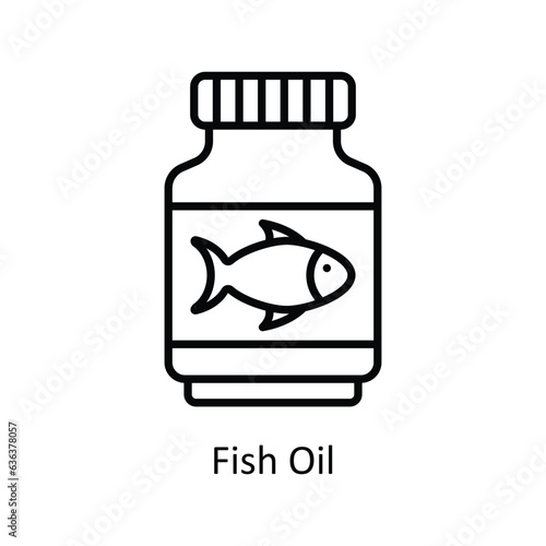 Fish Oil Outline  Icon Design illustration. Pharmacy Symbol on White background EPS 10 File