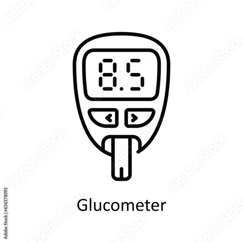 Glucometer Outline  Icon Design illustration. Pharmacy Symbol on White background EPS 10 File