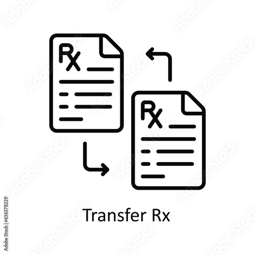 Transfer Rx Outline  Icon Design illustration. Pharmacy Symbol on White background EPS 10 File