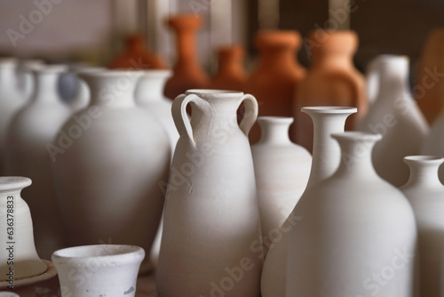 Fotobehang Functional Handmade Ceramics: Artistic Pottery, Clay Cups, Vases, and More
