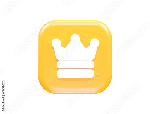 Crown icon vector 3d rendering element