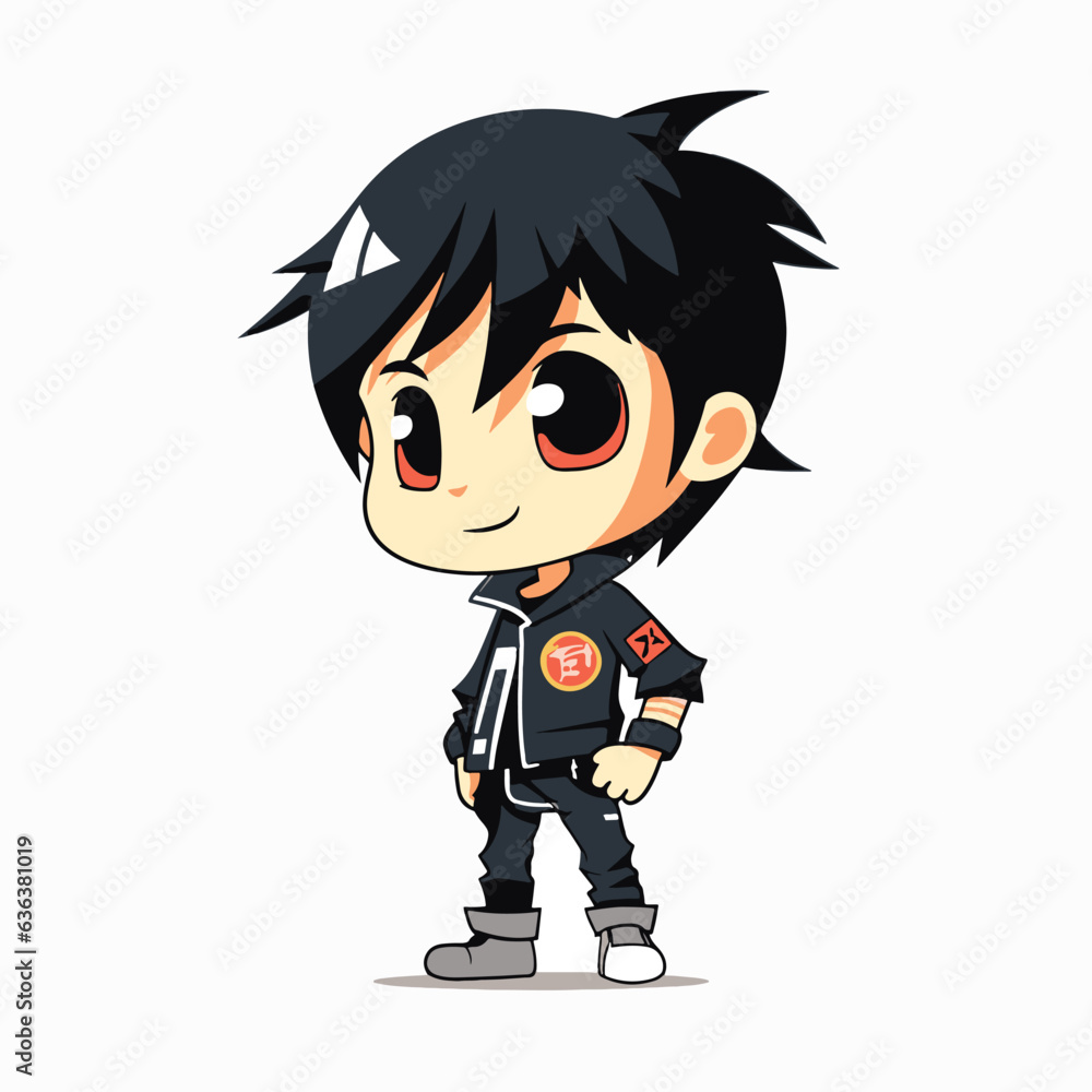 Electric Anime Boy with Striking Long Hair, Mascot design Electric Anime Boy with Striking Long Hair, Mascot design