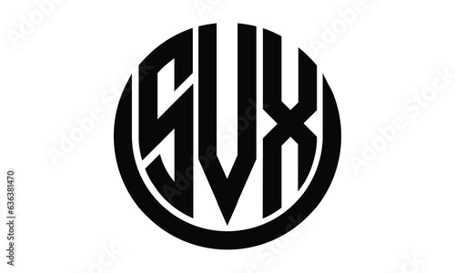 SVX shield in circle logo design vector template. lettermrk, wordmark, monogram symbol on white background. photo