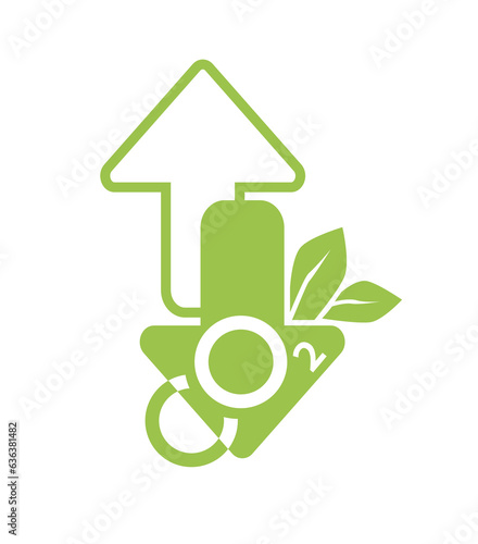 CO2 neutral icon. Carbon gas emission reduction green labels. Ecology, environment, air pollution improvement concept. Flat Vector