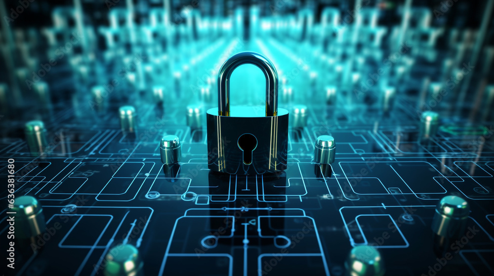 safety lock. cybersecurity and privacy concept for data protection. Generative Ai. safety lock. cybersecurity and privacy concept for data protection. Generative Ai.