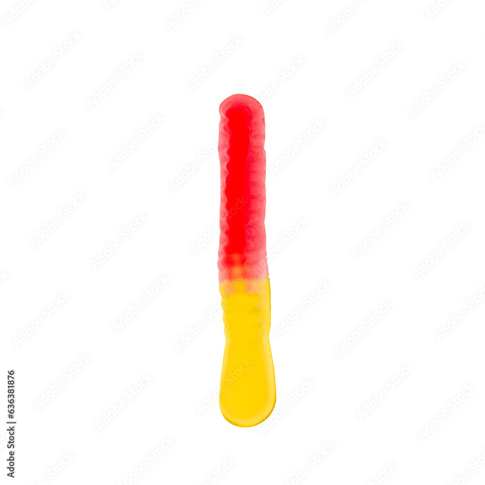 Number 1 made of gummi worms and isolated on transparent background png. Food numeral concept. One number of the set of sweet food font easy to stacking Number 1 made of gummi worms and isolated on transparent background png. Food numeral concept. One number of the set of sweet food font easy to stacking