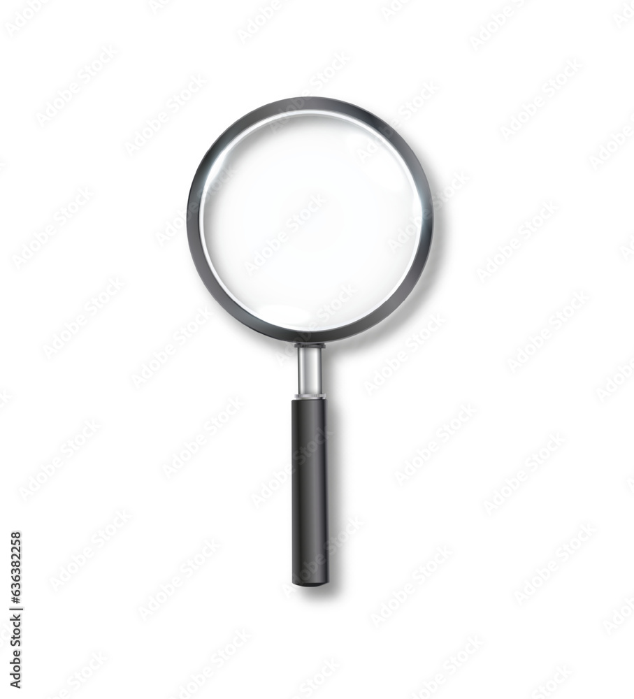 Search icon vector. Magnifying Glass Isolated On White Background, With Gradient Mesh.Realistic Magnifying glass with shadow Vector Search icon vector. Magnifying Glass Isolated On White Background, With Gradient Mesh.Realistic Magnifying glass with shadow Vector