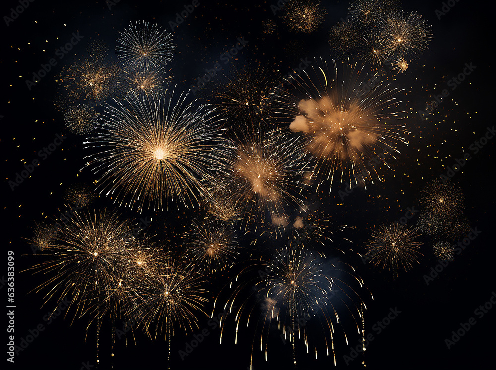 fireworks in the night sky. Fireworks in the night sky. Festive background with fireworks. - obrazy, fototapety, plakaty 