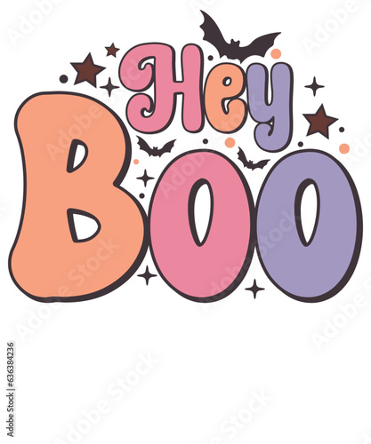 Hey Boo Cute Spooky Retro Halloween T shirt Design