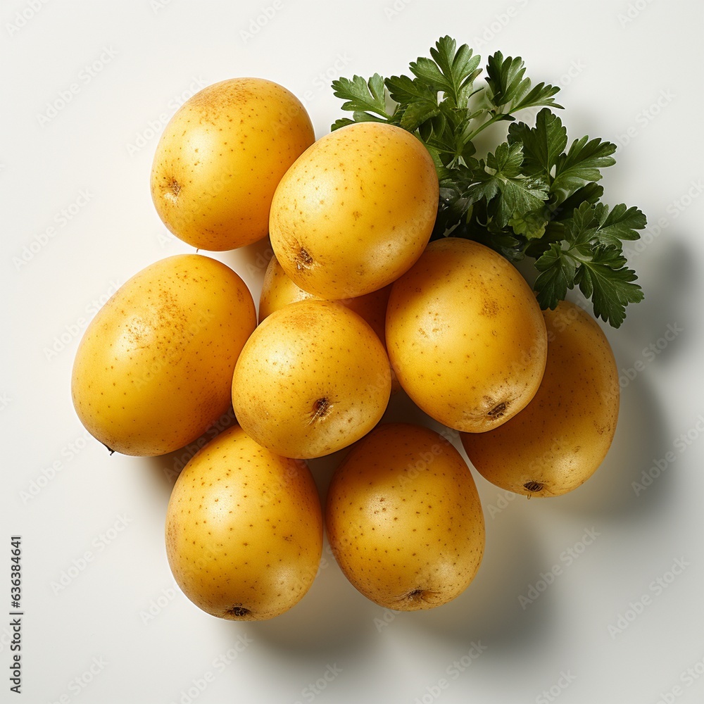 Potato isolated on white background, Top and close up view, whole potato isolated 