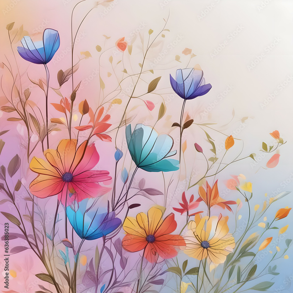 Background with flowers. Generative AI.