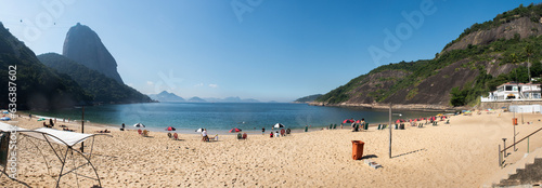 Rio de Janeiro, Brazil: panoramic view of Praia Vermelha beach (Red Beach), the beach at the foot of the Sugar Loaf (Pao de Acucar) in the wealthy residential neighborhood of Urca photo