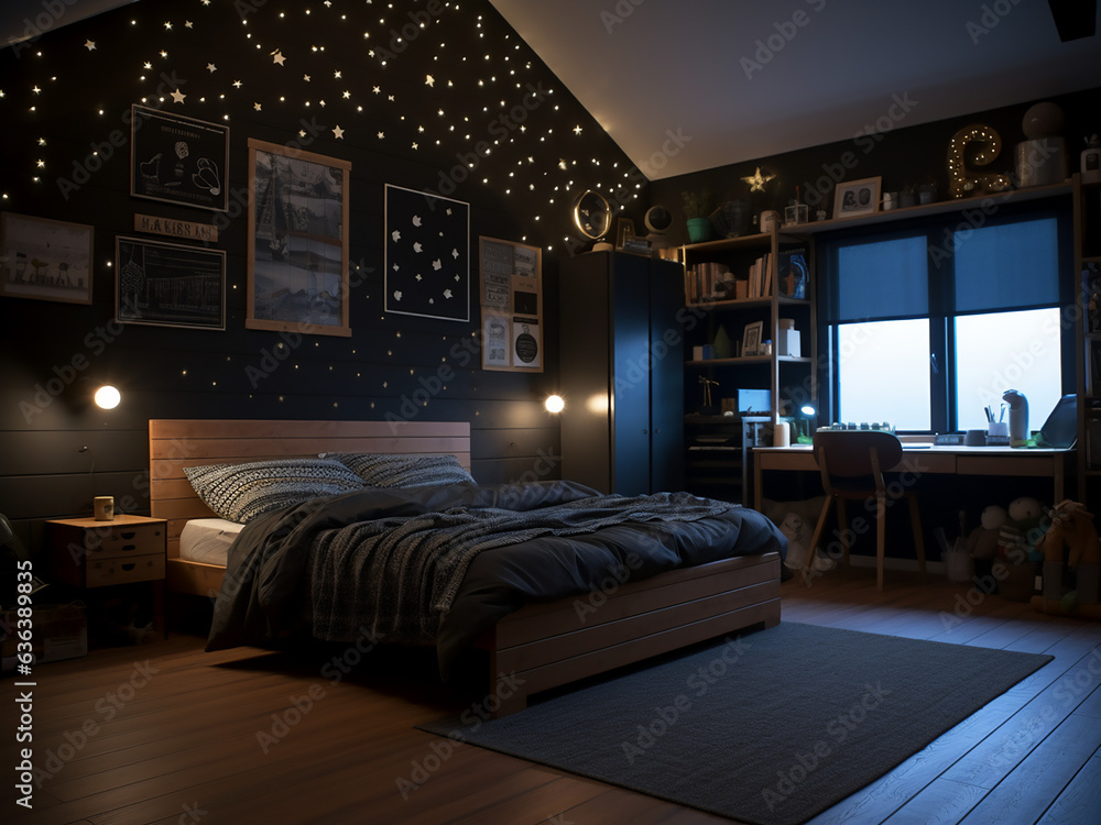 Dark wood bedroom interior with a classic design. AI Generated. Dark wood bedroom interior with a classic design. AI Generated.