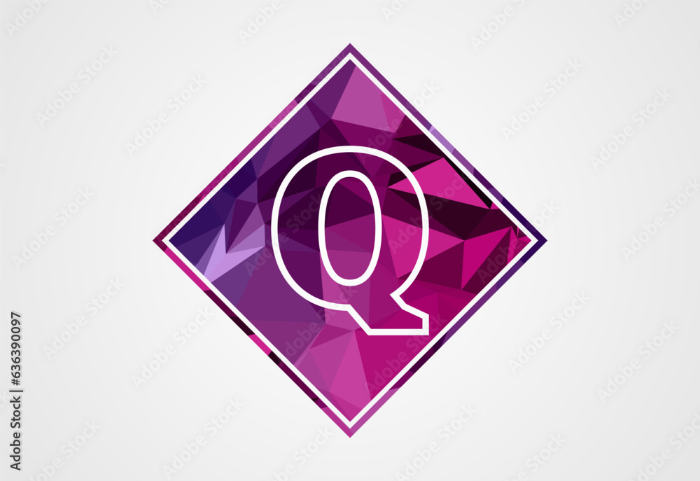 Low poly in a circle with monogram letter.  Free Vector