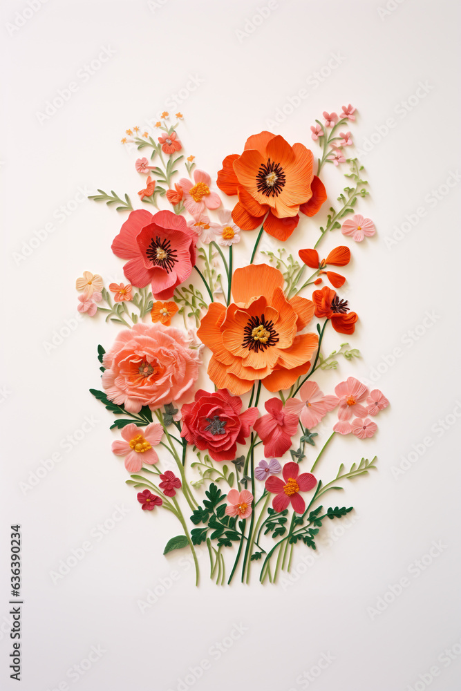 Embroidery illustration on white background Embroidery illustration on white background