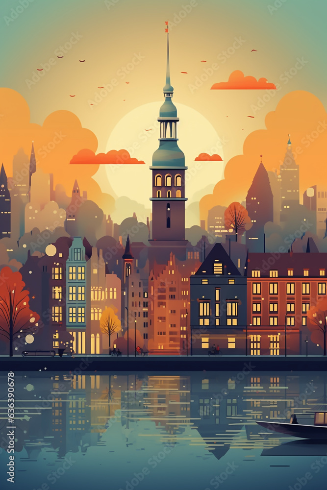 Φωτογραφία Travel Illustration of the city Hamburg in Germany