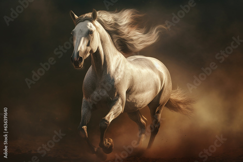 A beautiful horse running free in nature  freedom