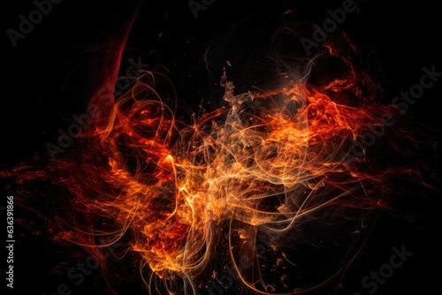 Vibrant flames dance in the night darkness., generative IA