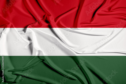 Hungary official national flag of silk fabric texture