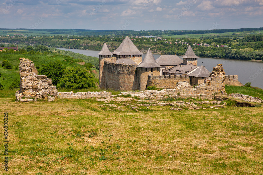 Khotyn Fortress medieval fortification complex in Ukraine.