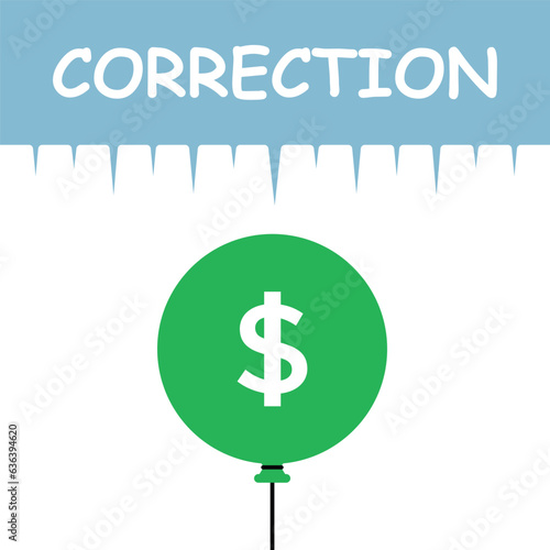 bursting bubble like economic correction. cartoon flat trend modern graphic art design isolated on white background. concept of negative bust or profit speculation and global debt like big depression