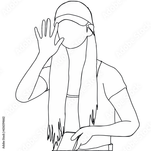 idol fashion in real life line art image vector eps.10