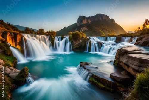 Spectacular nature view of Antalya D  den waterfall.