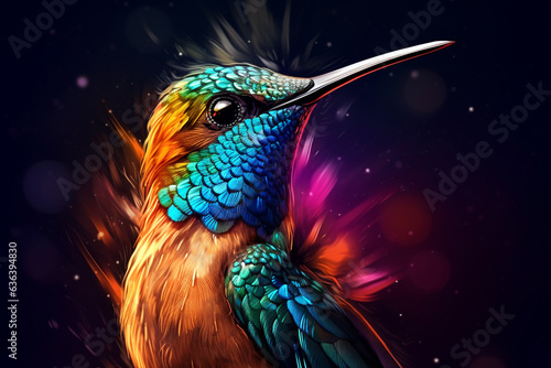 Colorful humming-bird with beautiful nuances, background