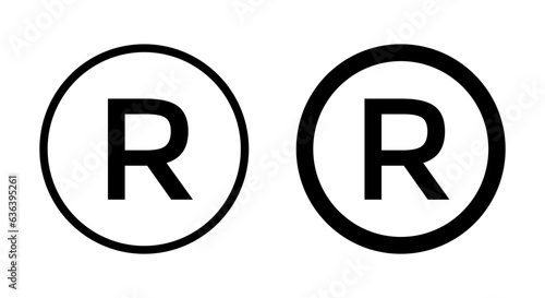 Registered trademark icon vector. R alphabet sign symbol isolated on white background