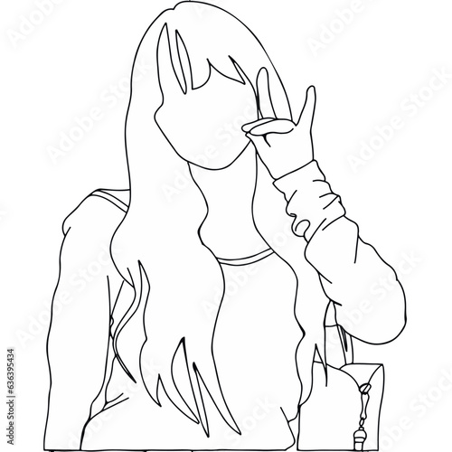 idol fashion in real life line art image vector eps.10