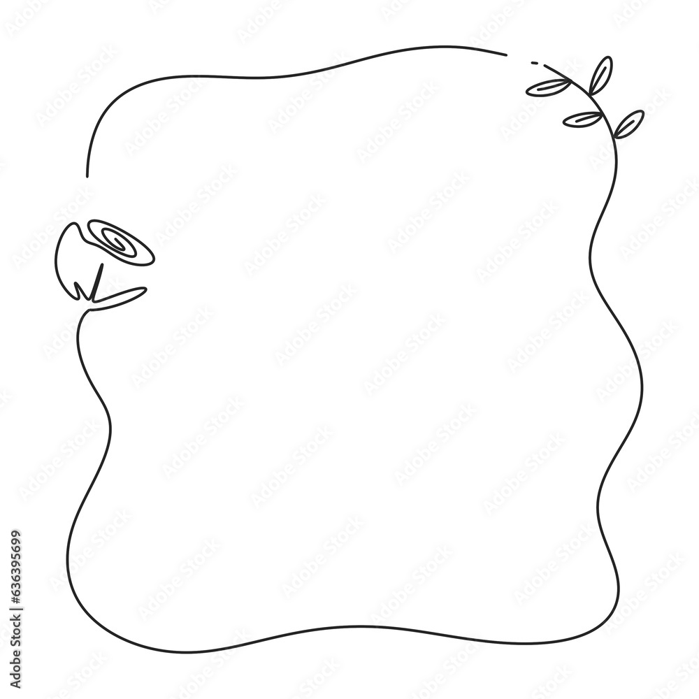 rose flower minimal line frame wedding border decoration rose flower minimal line frame wedding border decoration