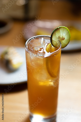 Traditional iced tea with lemon