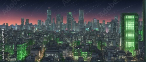 Wallpaper Mural Panorama view of a Futuristic Megalopolis at dusk with tall skyscrapers in the distance Torontodigital.ca