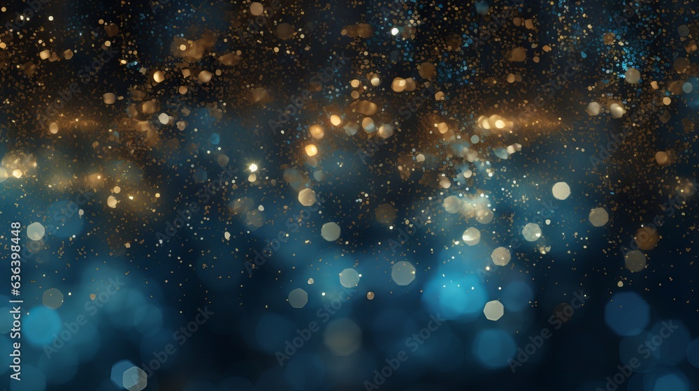 Gold glittering stars on a bokeh effect background. Golden background ...