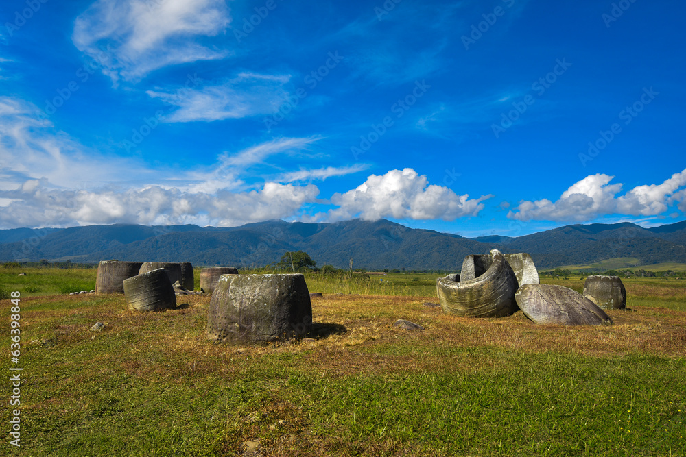 Pokekea megalithic site in Indonesia's Behoa Valley, Palu, Central Sulawesi.