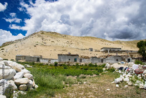 Traditional Tibetan Houses in Thinggar Valley of Lo Manthang in Upper Mustang of Nepal photo