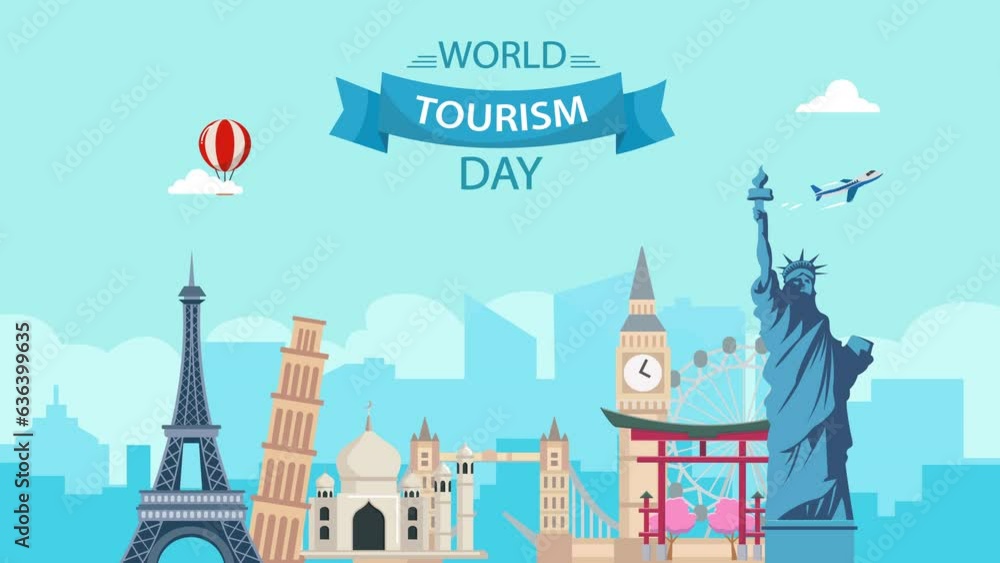 world tourism day animation with monuments landmarks world tourism day animation with monuments landmarks