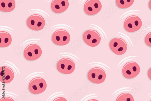 victor illustration of cute pig nose seamless background