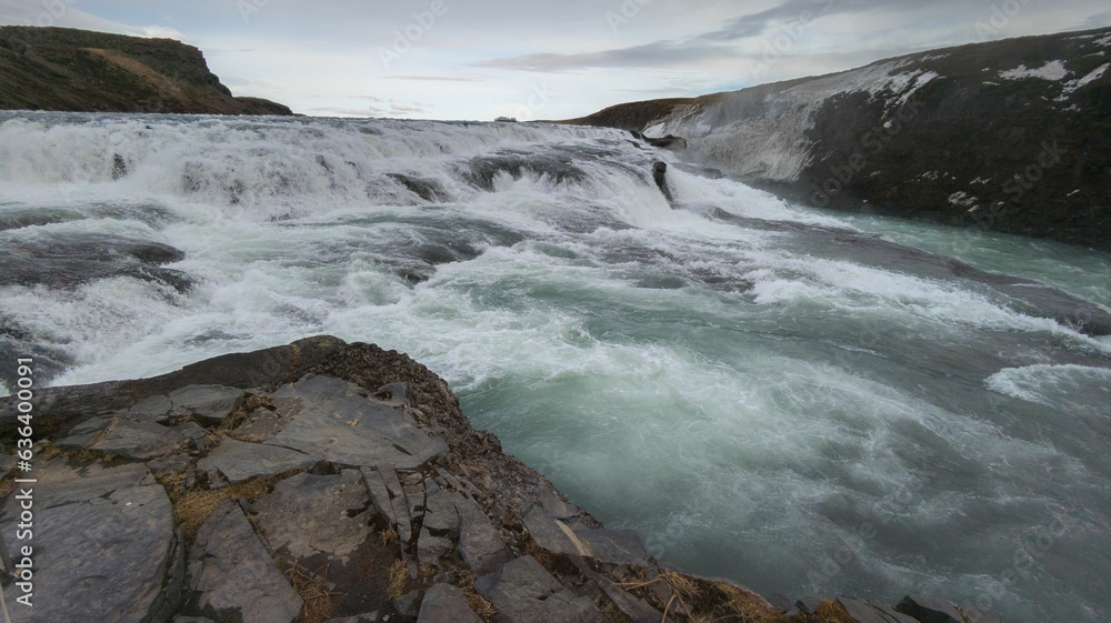 Scenic view of Gullfoss waterfall in Iceland