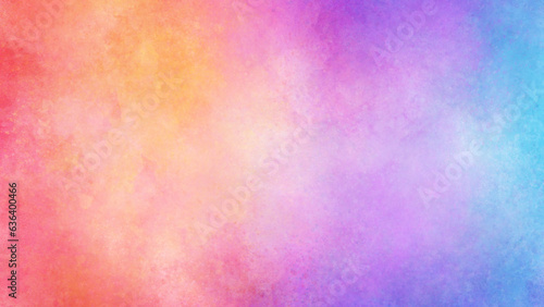 カラフルな水彩背景。赤、黄色、紫、青、水色のグラデーション。