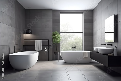 Bathroom minimalistic modern interior  generative ai