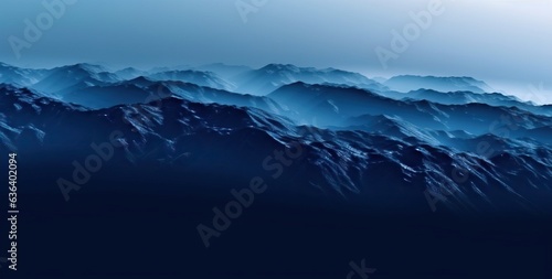 Abstract landscape with mountains in blue tones. Computer generated illustration.
